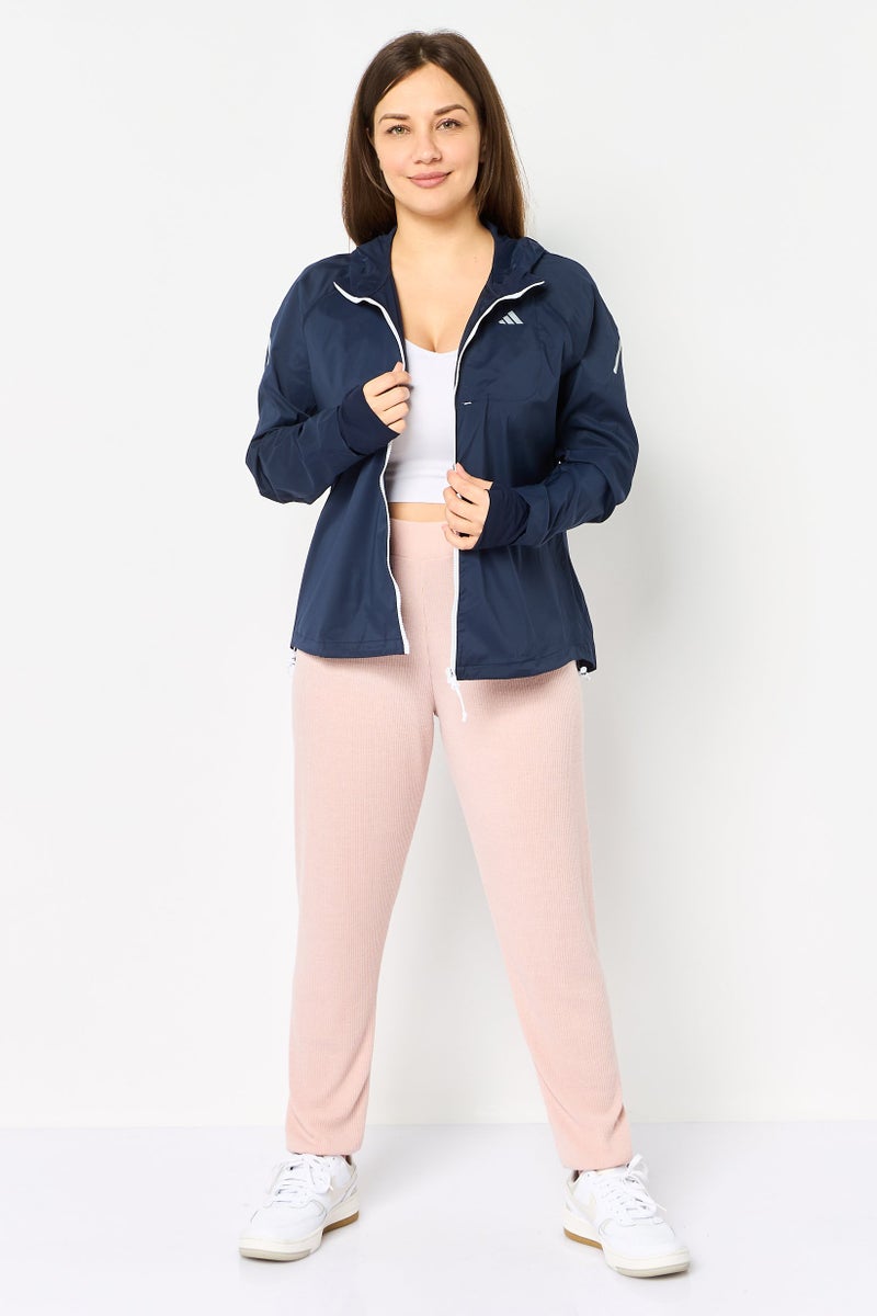 Adidas Women Sportswear Fit Long Sleeve Fast Running Jacket, Navy - Image 4